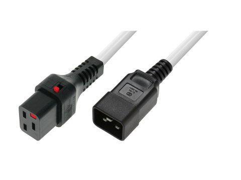 Kabel zasilający serwerowy blokada IEC LOCK 3x1,5mm2 C20 prosty/C19 prosty M/Ż 2m Biały Kabel zasilający serwerowy blokada IEC LOCK 3x1,5mm2 C20 prosty/C19 prosty M/Ż 2m Biały