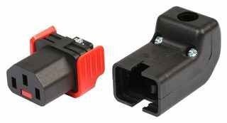 Złącze zasilające do zarobienia z blokadą IEC LOCK+ OPEN/C13 Ż kątowe (góra/dół)