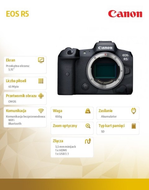 Aparat bezlusterkowy EOS R5 Body 4147C004