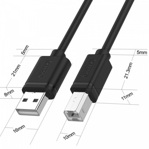 Kabel USB 2.0 AM-BM, 3M; Y-C420GBK Kabel USB 2.0 AM-BM, 3M; Y-C420GBK
