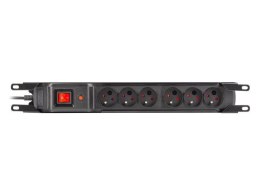 Listwa przeciwprzepięciowa rack 19cali M6 3m 6x230V czarna M6/30/R/CZ
