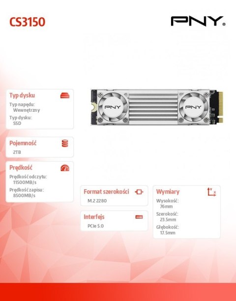 Dysk SSD 2TB M.2 2280 CS3150 M280CS3150HSW-2TB-RB WHITE HEATSINK Dysk SSD 2TB M.2 2280 CS3150 M280CS3150HSW-2TB-RB WHITE HEATSINK