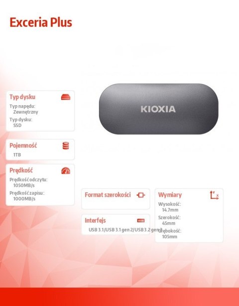 Dysk zewnętrzny SSD Exceria Plus 1TB USB 3.2 Dysk zewnętrzny SSD Exceria Plus 1TB USB 3.2