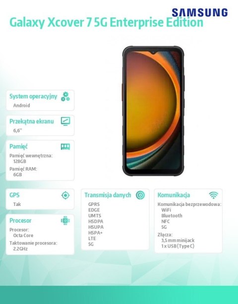 Smartfon Galaxy Xcover 7 5G (6+128GB) Enterprise Edition czarny Smartfon Galaxy Xcover 7 5G (6+128GB) Enterprise Edition czarny