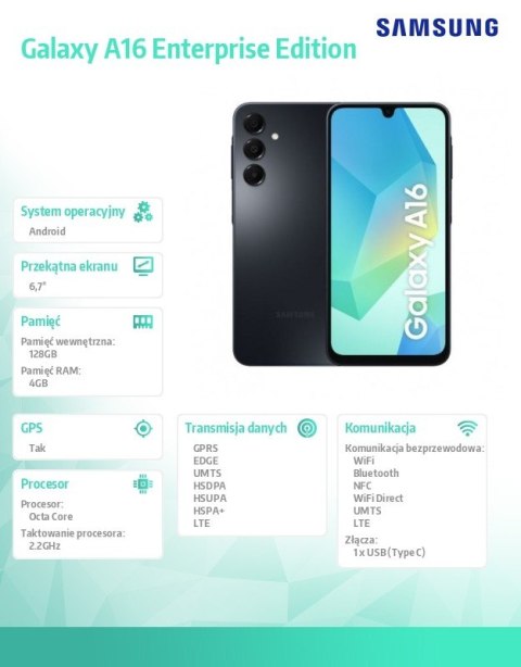 Smartfon Galaxy A16 LTE 4/128 GB Enterprise Edition czarny Smartfon Galaxy A16 LTE 4/128 GB Enterprise Edition czarny