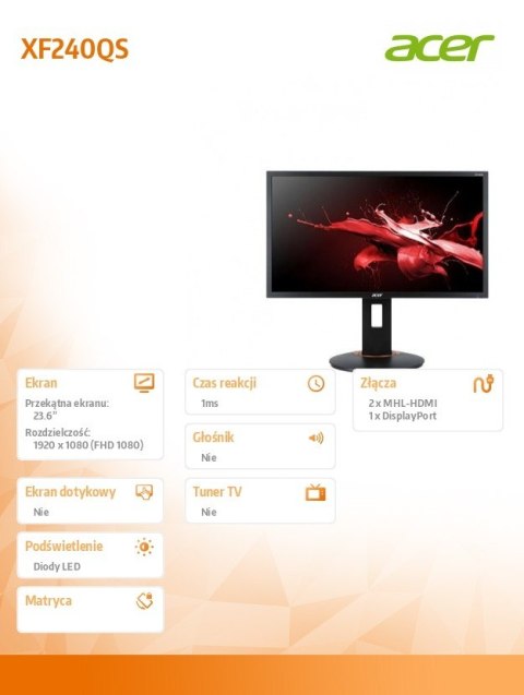 Monitor 23.6 XF240QSbiipr Monitor 23.6 XF240QSbiipr