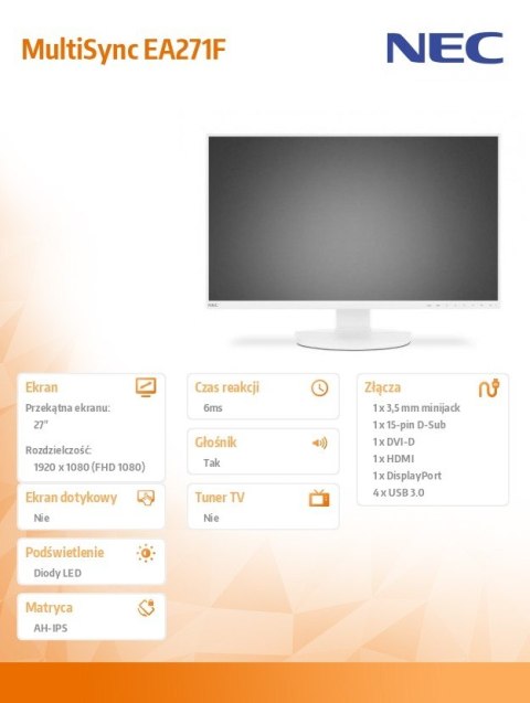 Monitor 27 MultiSync EA271F AH-IPS biały Monitor 27 MultiSync EA271F AH-IPS biały