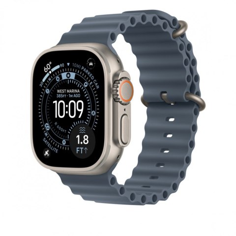 Pasek Ocean w kolorze marynarskiego granatu do koperty 49 mm - elementy z tytanu w kolorze naturalnym Pasek Ocean w kolorze marynarskiego granatu do koperty 49 mm - elementy z tytanu w kolorze naturalnym