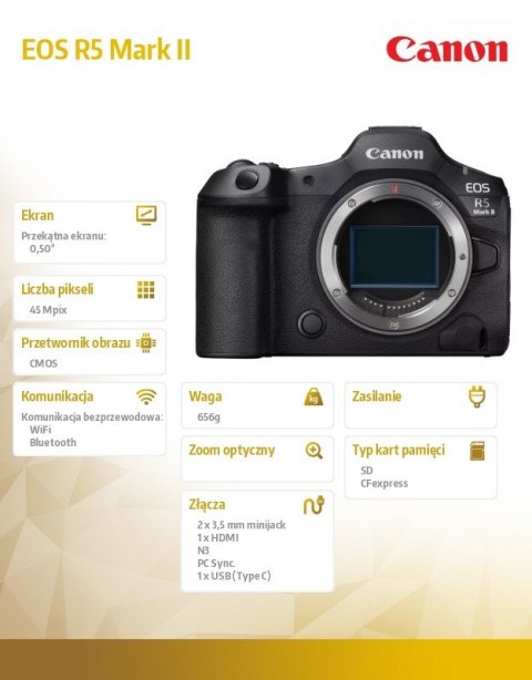 Aparat bezlusterkowy EOS R5 Mark II V6 Body EU26 6536C004 Aparat bezlusterkowy EOS R5 Mark II V6 Body EU26 6536C004