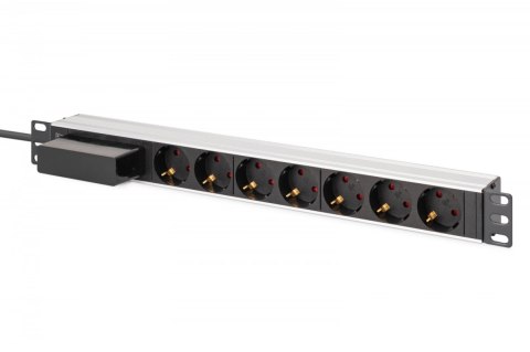 Listwa zasilająca PDU Rack 19" z wyłącznikiem nadprądowym Typ C 16A, 7 gniazd Schuko CEE 7/3 (45°), kabel 1,8m wtyk Unischuko CE Listwa zasilająca PDU Rack 19" z wyłącznikiem nadprądowym Typ C 16A, 7 gniazd Schuko CEE 7/3 (45°), kabel 1,8m wtyk Unischuko CE