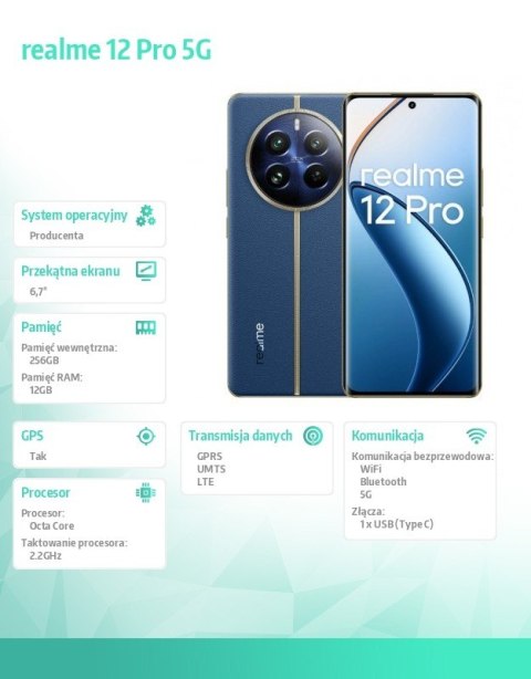 Smartfon 12 Pro 5G 12/256GB Submarine Blue RMX3842 Smartfon 12 Pro 5G 12/256GB Submarine Blue RMX3842