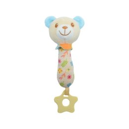 Zabawka z dźwiękiem Miś beżowo-niebieski 17 cm