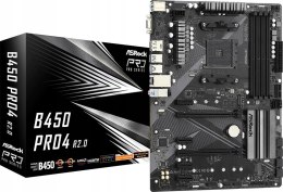 ASROCK Płyta główna B450 PRO4 R2.0 AM4 4DDR4 DP/HDMI M.2 USB3.2 ATX
