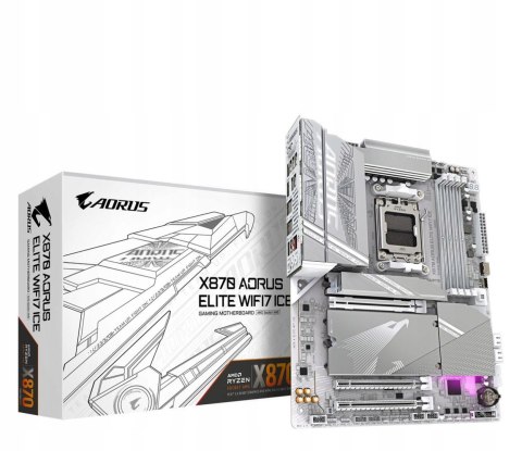 GIGABYTE Płyta główna X870 A ELITE WF7 ICE AM 5 4DDR5 HDMI/USB-C ATX GIGABYTE Płyta główna X870 A ELITE WF7 ICE AM 5 4DDR5 HDMI/USB-C ATX
