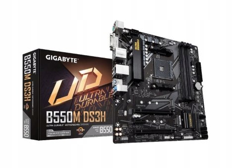 GIGABYTE Płyta główna B550M DS3H AM4 4DDR4 HDMI/DVI M.2 USB3.2 mATX GIGABYTE Płyta główna B550M DS3H AM4 4DDR4 HDMI/DVI M.2 USB3.2 mATX