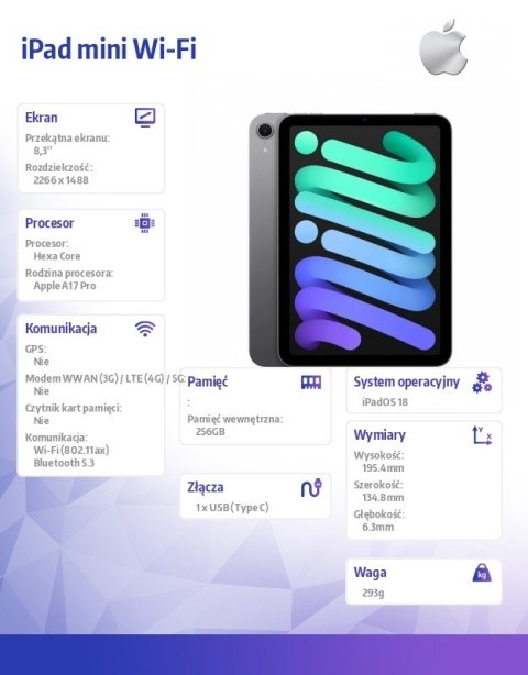 IPad mini Wi-Fi 256GB Gwiezdna szarość IPad mini Wi-Fi 256GB Gwiezdna szarość