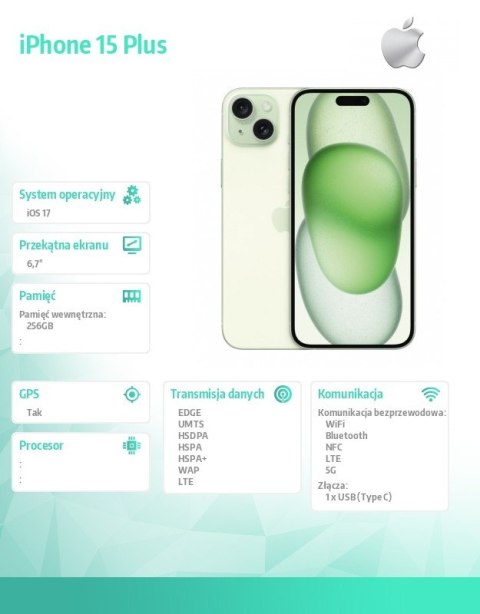 IPhone 15 Plus 256GB - Zielony IPhone 15 Plus 256GB - Zielony