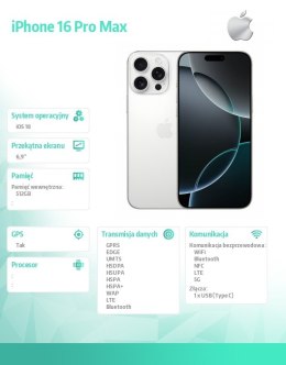 IPhone 16 Pro Max 512GB - Tytan biały