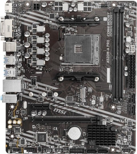 MSI Płyta główna A520M-A PRO AM4 2DDR4 DVI/HDMI USB 3.2 mATX MSI Płyta główna A520M-A PRO AM4 2DDR4 DVI/HDMI USB 3.2 mATX
