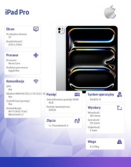 IPad Pro 13 cali Wi-Fi 256GB - Srebrny