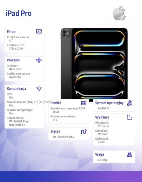 IPad Pro 13 cali Wi-Fi 2TB - Gwiezdna czerń Nano IPad Pro 13 cali Wi-Fi 2TB - Gwiezdna czerń Nano