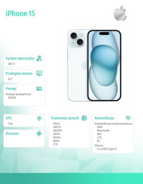 IPhone 15 256GB - Niebieski IPhone 15 256GB - Niebieski