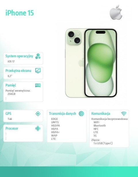 IPhone 15 256GB - Zielony IPhone 15 256GB - Zielony