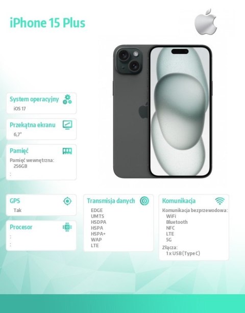IPhone 15 Plus 256GB - Czarny IPhone 15 Plus 256GB - Czarny