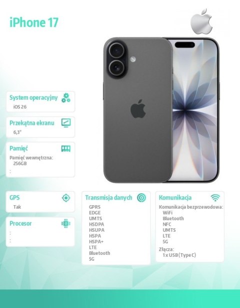 IPhone 17 Czarny 512GB IPhone 17 Czarny 512GB