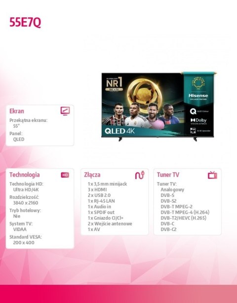 Telewizor QLED 55 cali 55E7Q Telewizor QLED 55 cali 55E7Q