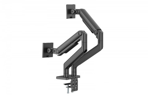Uchwyt biurkowy podwójny z zaciskiem i sprężyną mechaniczną 2x LCD max. 45" 2x 20kg, VESA: 75x75, 100x100 Uchwyt biurkowy podwójny z zaciskiem i sprężyną mechaniczną 2x LCD max. 45" 2x 20kg, VESA: 75x75, 100x100
