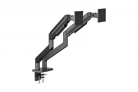 Uchwyt biurkowy podwójny z zaciskiem i sprężyną mechaniczną 2x LCD max. 45" 2x 20kg, VESA: 75x75, 100x100 Uchwyt biurkowy podwójny z zaciskiem i sprężyną mechaniczną 2x LCD max. 45" 2x 20kg, VESA: 75x75, 100x100