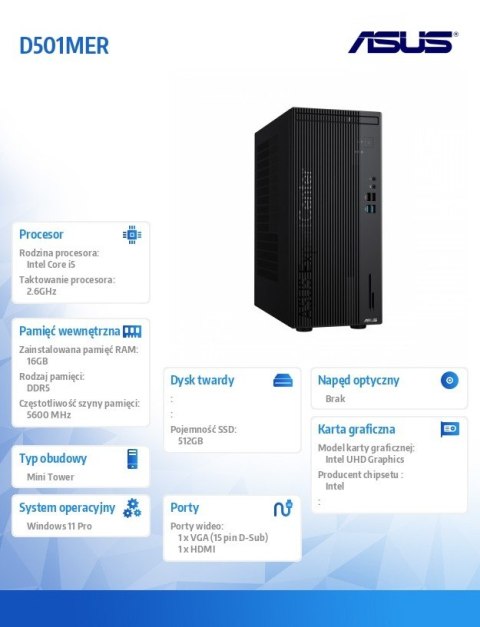 Komputer ExpertCenter D501MER-514500152X i5-14500 16/512/W11 PRO