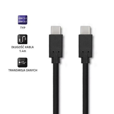 Kabel USB 3.1 typ C męski | USB 3.1 typ C męski | 1.4m | Czarny Kabel USB 3.1 typ C męski | USB 3.1 typ C męski | 1.4m | Czarny