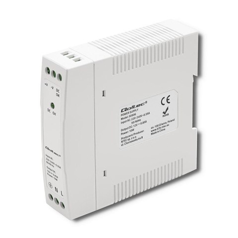 Zasilacz na szynę DIN | 10W | 12V | 0.83A | Biały | Slim Zasilacz na szynę DIN | 10W | 12V | 0.83A | Biały | Slim