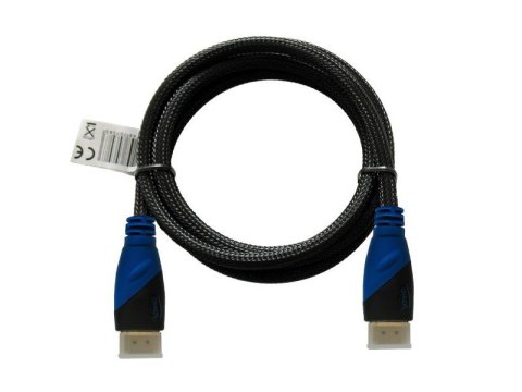 Kabel HDMI (M) 2m, oplot nylonowy, złote końcówki, v1.4 high speed, ethernet/3D, CL-48 Kabel HDMI (M) 2m, oplot nylonowy, złote końcówki, v1.4 high speed, ethernet/3D, CL-48