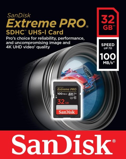 Karta pamięci Extreme Pro SDHC 32GB 100/90 MB/s V30 UHS-I U3 Karta pamięci Extreme Pro SDHC 32GB 100/90 MB/s V30 UHS-I U3