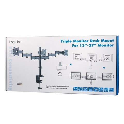 Uchwyt na 3 monitory, 13-27 cali, max. 3x8kg. Uchwyt na 3 monitory, 13-27 cali, max. 3x8kg.