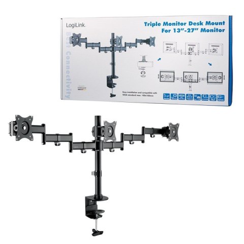Uchwyt na 3 monitory, 13-27 cali, max. 3x8kg. Uchwyt na 3 monitory, 13-27 cali, max. 3x8kg.
